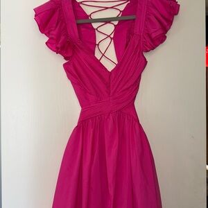 Hot pink strappy flowy short dress